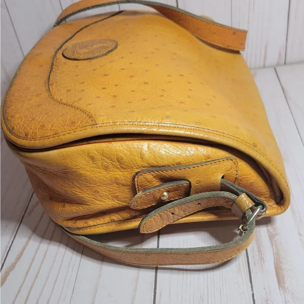 Francois Marot Paris Ostrich Leather Classic Flap Bag crossbody Vintage